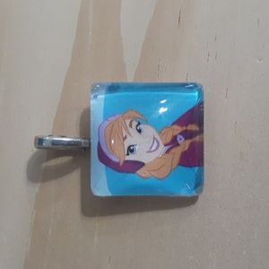 Hand Crafted Anna Glass Tile Pendant Frozen Disney jewelry Gift